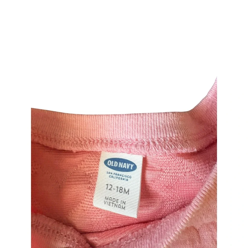 Old‎ Navy Girls Pink Quilted Textured Knit Top Shirt 12-18M Short Sleeve